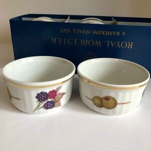 Royal Worcester "Evesham" Gold Ramekins. Each 3 3/4"x1 3/4".